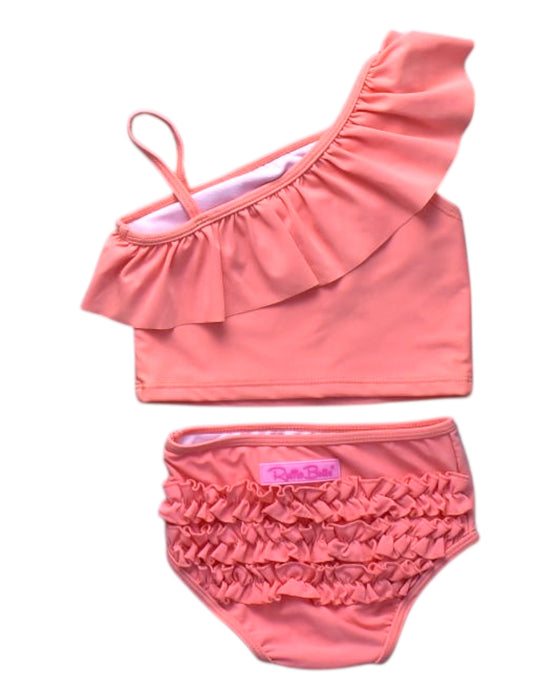 A Pink Bikinis from RuffleButts in size 3T for girl. (Back View)