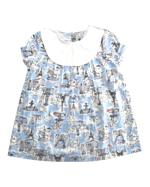 A Blue Short Sleeve Dresses from Petit Bateau in size 12-18M for girl. (Front View)