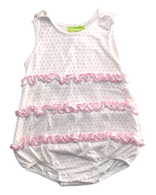 A Pink Sleeveless Rompers from Classic Whimsy in size 12-18M for girl. (Front View)