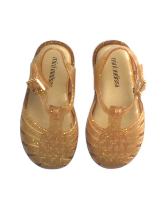A Gold Sandals from Mini Melissa in size 18-24M for girl. (Back View)
