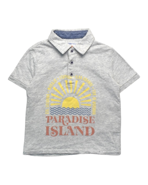 A Grey Short Sleeve Polos from Gingersnaps in size 2T for boy. (Front View)