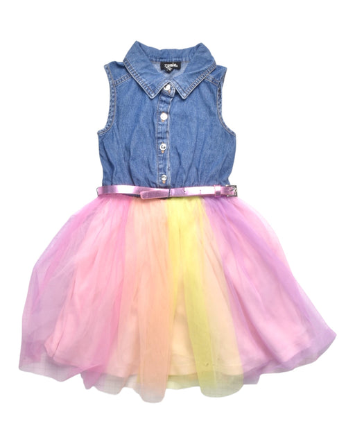 A Multicolour Sleeveless Dresses from Zunie in size 4T for girl. (Front View)
