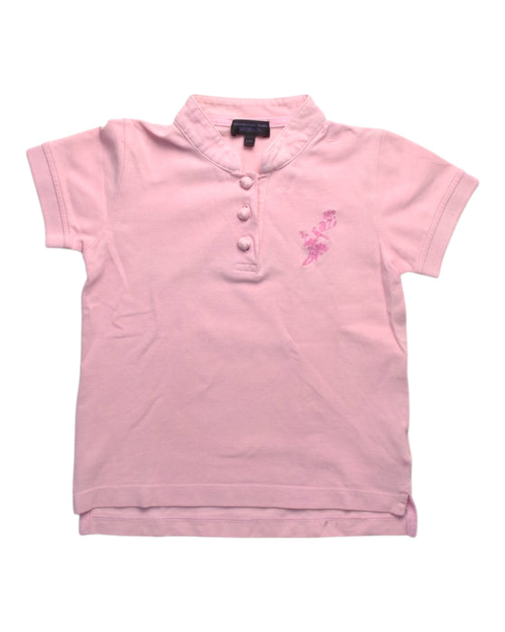 A Pink Short Sleeve Polos from Shanghai Tang in size 4T for girl. (Front View)