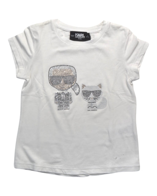 A White Short Sleeve T Shirts from Karl Lagerfeld in size 5T for girl. (Front View)