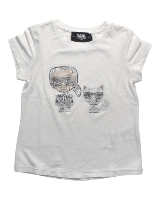 A White Short Sleeve T Shirts from Karl Lagerfeld in size 5T for girl. (Front View)