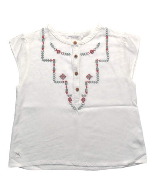 A White Short Sleeve Shirts from Chateau de Sable in size 6T for girl. (Front View)
