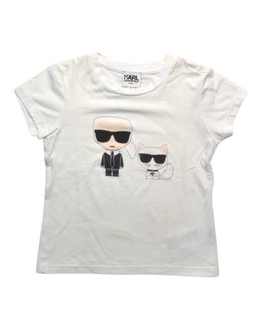 A White Short Sleeve T Shirts from Karl Lagerfeld in size 4T for girl. (Front View)