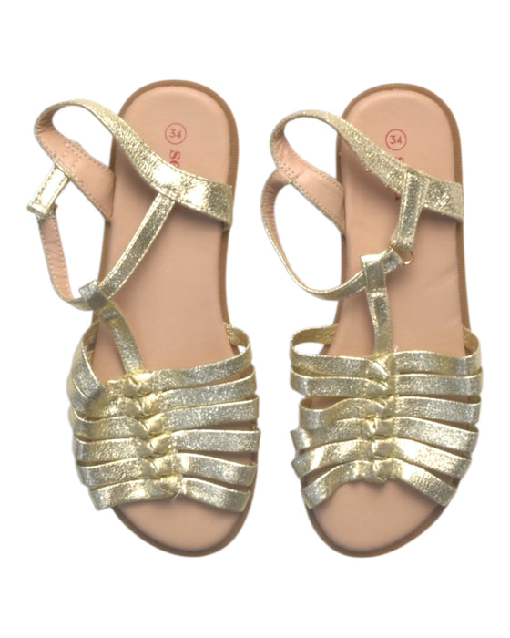 A Gold Sandals from Seed in size 9Y for girl. (Back View)