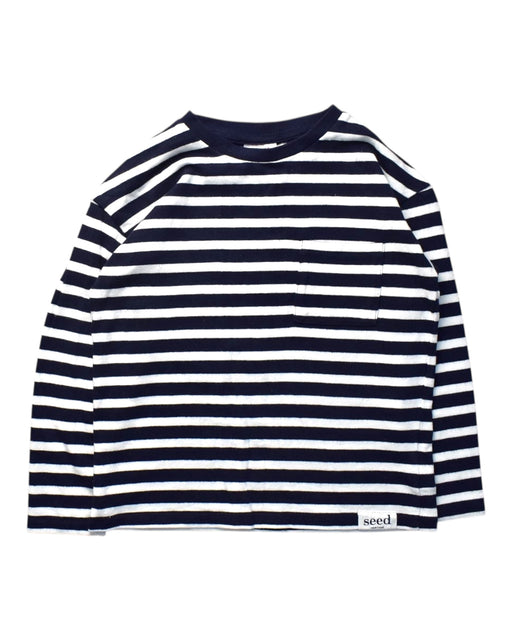A Navy Long Sleeve T Shirts from Seed in size 6T for boy. (Front View)
