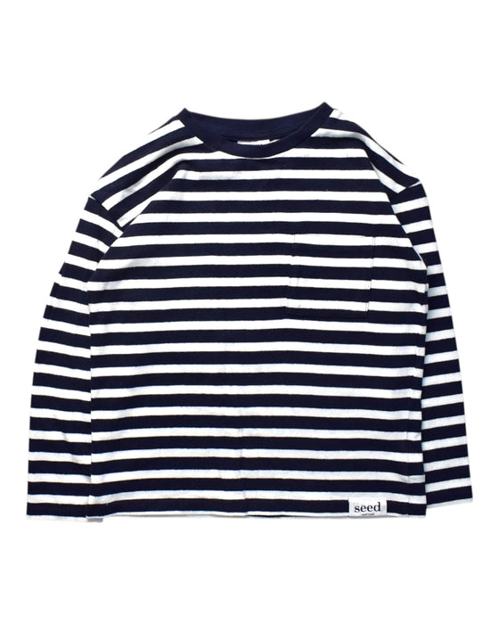 A Navy Long Sleeve T Shirts from Seed in size 6T for boy. (Front View)