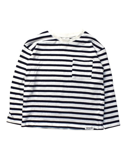 A White Long Sleeve T Shirts from Seed in size 6T for boy. (Front View)
