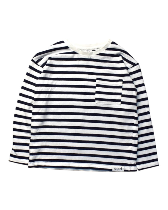 A White Long Sleeve T Shirts from Seed in size 6T for boy. (Front View)