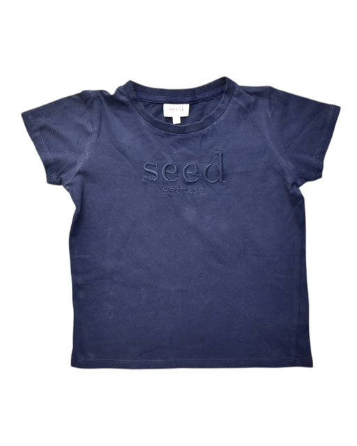 A Navy Short Sleeve Tops from Seed in size 4T for boy. (Front View)