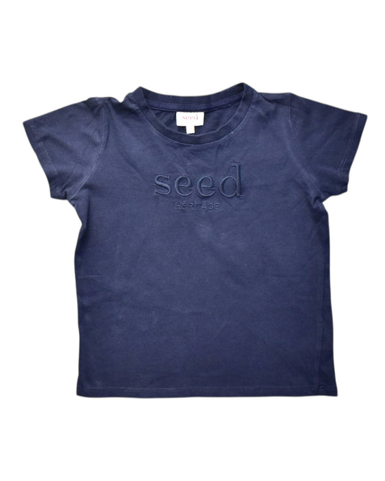 A Navy Short Sleeve Tops from Seed in size 4T for boy. (Front View)