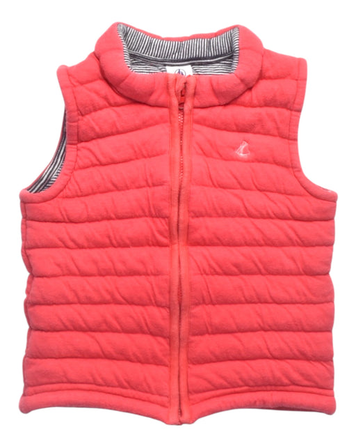 A Pink Outerwear Vests from Petit Bateau in size 2T for boy. (Front View)