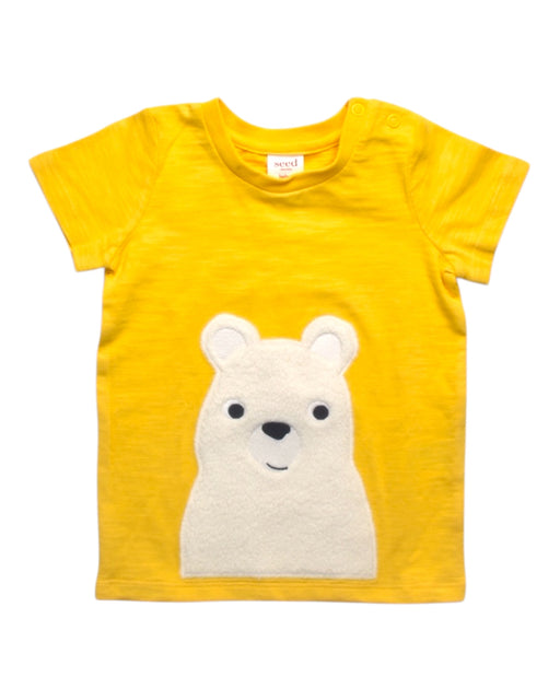 A Yellow Short Sleeve T Shirts from Seed in size 6-12M for boy. (Front View)