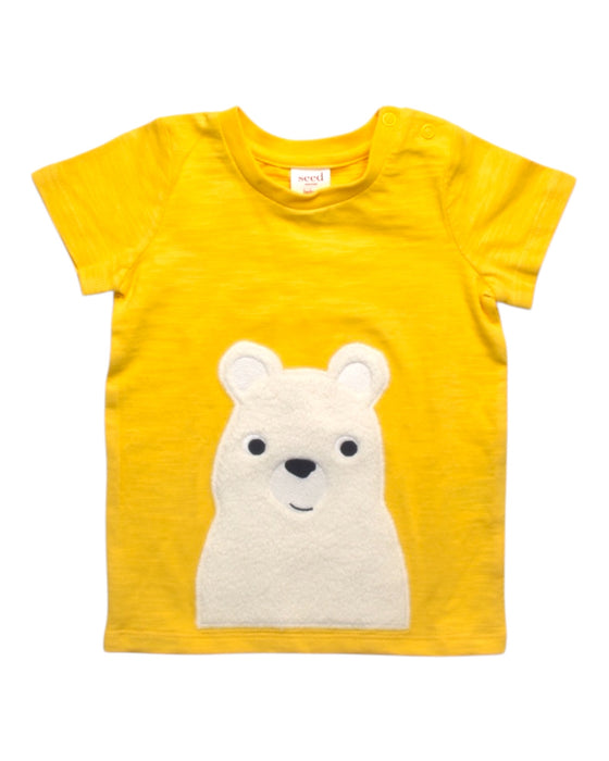 A Yellow Short Sleeve T Shirts from Seed in size 6-12M for boy. (Front View)