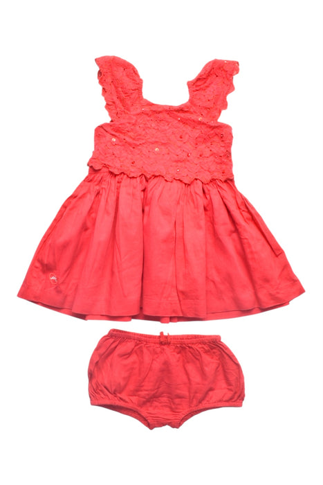 A Red Dress Sets from Chateau de Sable in size 3-6M for girl. (Front View)