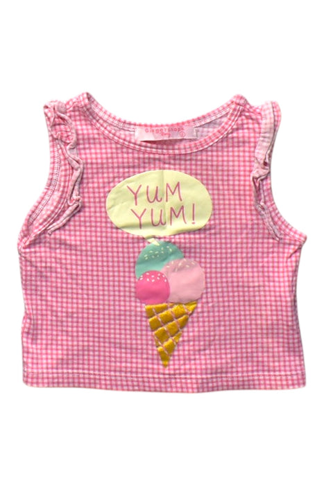 A Pink Sleeveless Tops from Gingersnaps in size 3-6M for girl. (Front View)