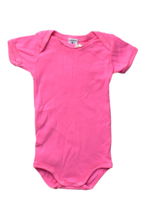 A Pink Short Sleeve Bodysuits from Petit Bateau in size 3-6M for girl. (Front View)