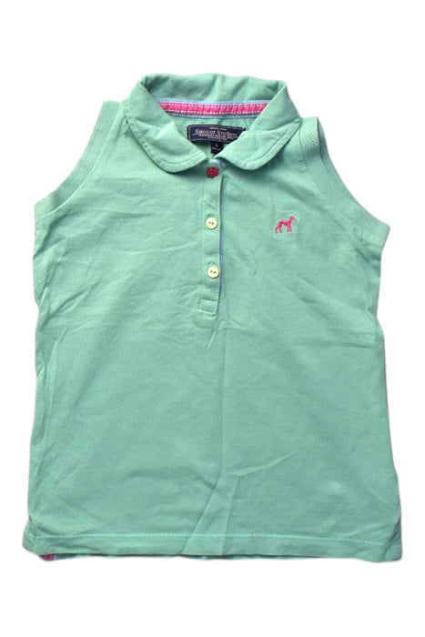 A Green Sleeveless Polos from Sacoor in size 6T for girl. (Front View)