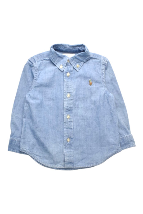 A Blue Long Sleeve Shirts from Ralph Lauren in size 12-18M for boy. (Front View)