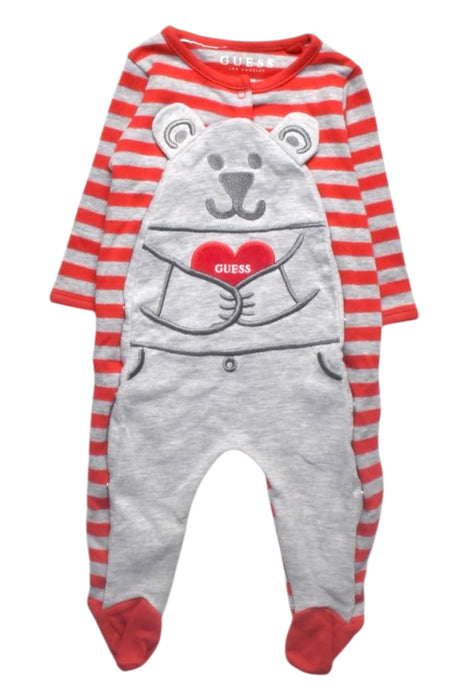 A Grey Onesies from Guess in size 0-3M for boy. (Front View)