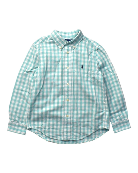 A Teal Long Sleeve Shirts from Ralph Lauren in size 6T for boy. (Front View)