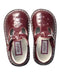 A Burgundy Flats from L'Amour in size 18-24M for girl. (Back View)
