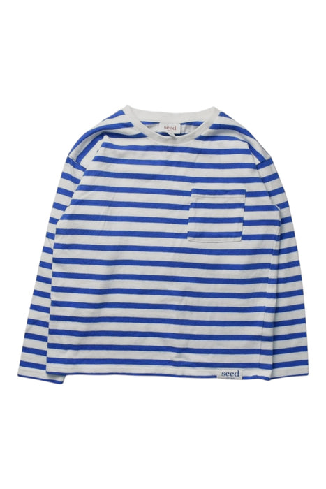 A Blue Long Sleeve T Shirts from Seed in size 6T for boy. (Front View)