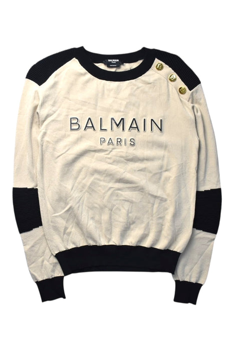 A Beige Buttoned Sweatshirts from Balmain in size 12Y for girl. (Front View)