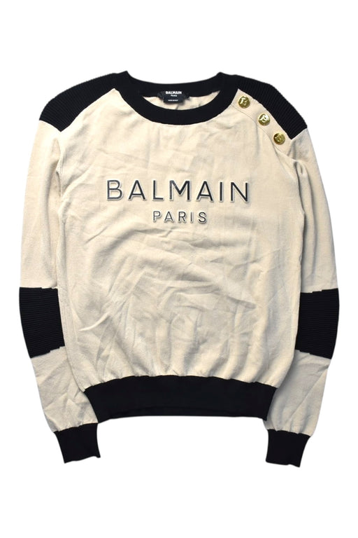 A Beige Buttoned Sweatshirts from Balmain in size 12Y for girl. (Front View)