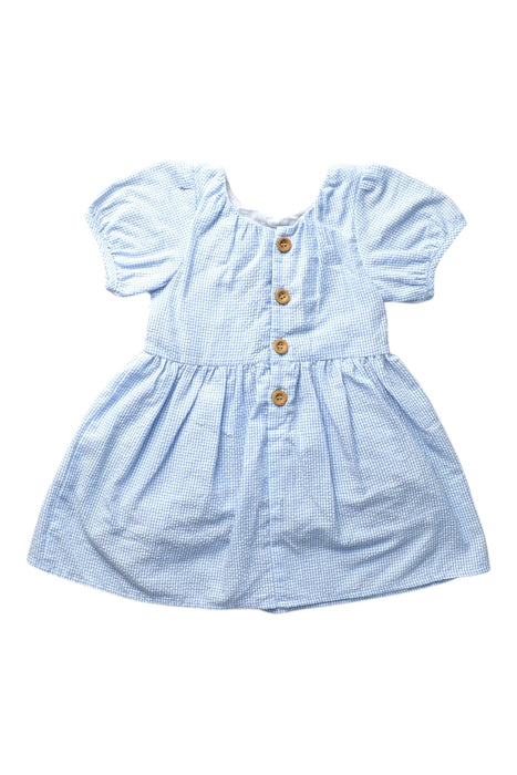 A Blue Short Sleeve Dresses from Our Mini Nature in size 12-18M for girl. (Back View)