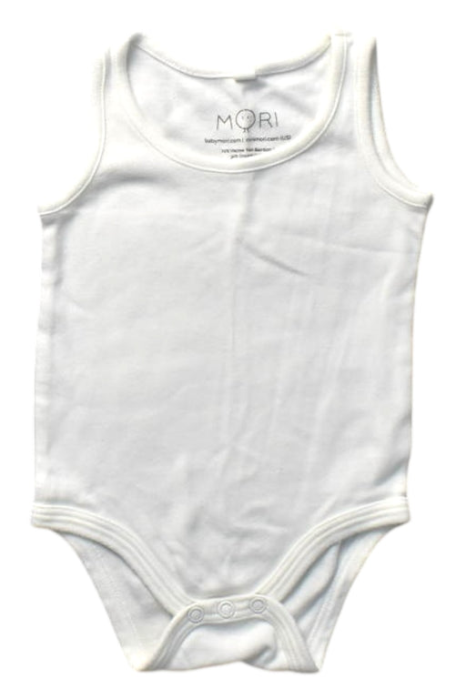 A White Sleeveless Bodysuits from Mori in size 6-12M for girl. (Front View)