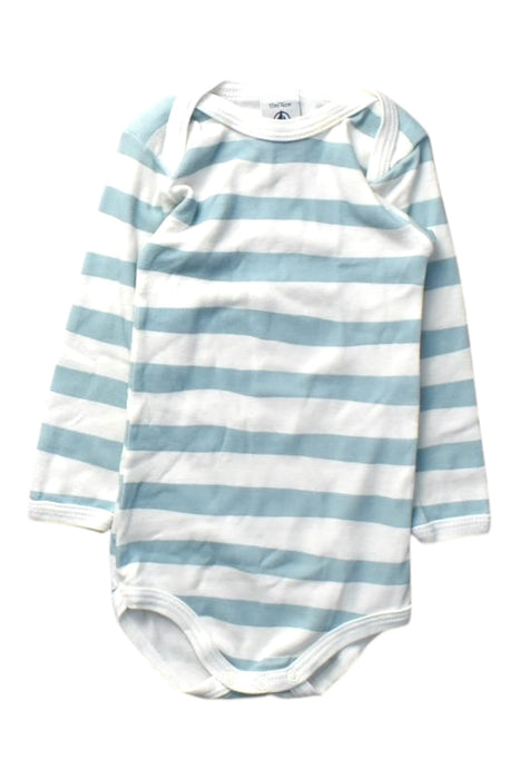 A Blue Long Sleeve Bodysuits from Petit Bateau in size 6-12M for boy. (Front View)