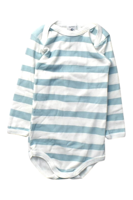 A Blue Long Sleeve Bodysuits from Petit Bateau in size 6-12M for boy. (Front View)