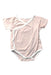A Pink Short Sleeve Bodysuits from Mori in size 6-12M for girl. (Front View)