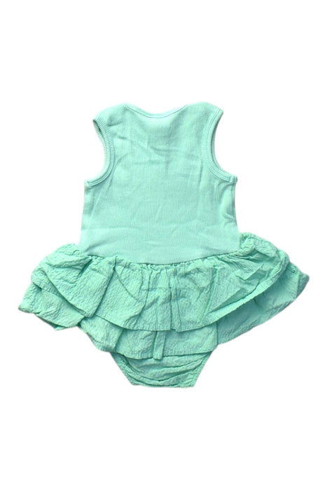 A Green Sleeveless Rompers from Seed in size 6-12M for girl. (Back View)