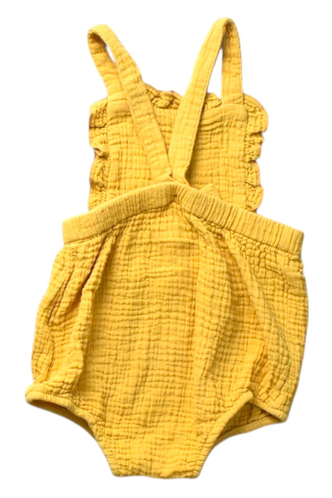 A Yellow Overall Shorts from Seed in size 6-12M for girl. (Back View)