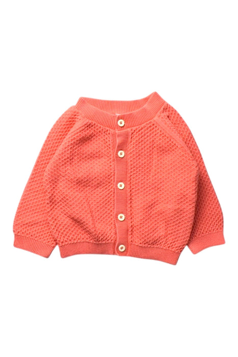 A Peach Cardigans from Petit Bateau in size 6-12M for girl. (Front View)