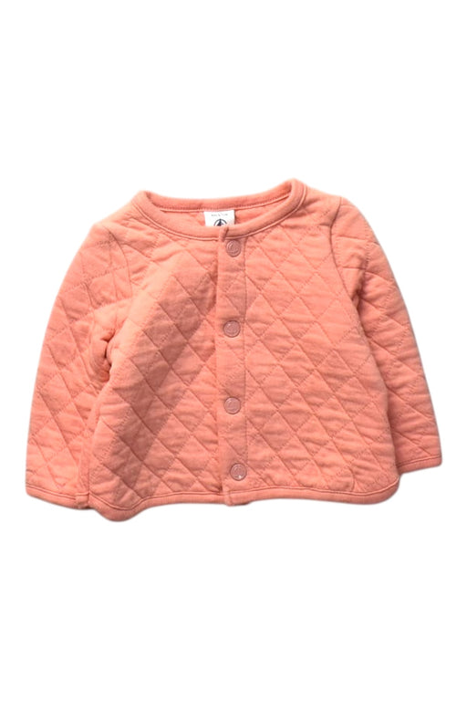 A Peach Puffer/Quilted Jackets from Petit Bateau in size 3-6M for girl. (Front View)