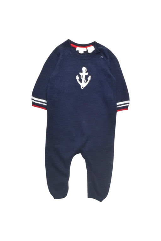 A Navy Long Sleeve Rompers from Purebaby in size 3-6M for boy. (Front View)