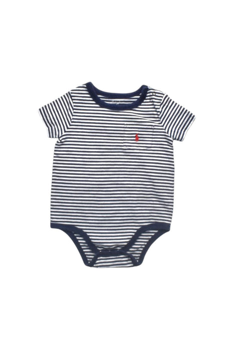 A Navy Short Sleeve Bodysuits from Ralph Lauren in size 3-6M for boy. (Front View)
