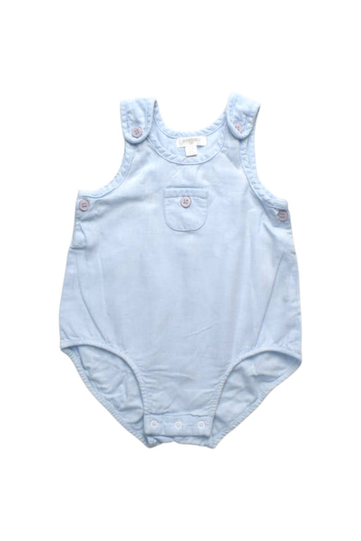 A Blue Sleeveless Rompers from Purebaby in size 3-6M for boy. (Front View)