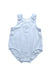 A Blue Sleeveless Rompers from Purebaby in size 3-6M for boy. (Front View)