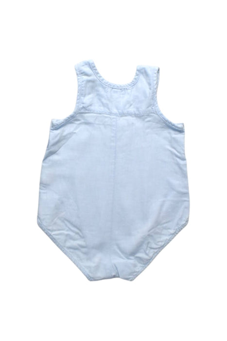 A Blue Sleeveless Rompers from Purebaby in size 3-6M for boy. (Back View)