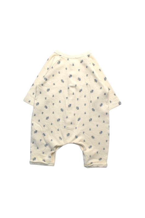 A Ivory Long Sleeve Rompers from Petit Bateau in size 0-3M for boy. (Back View)