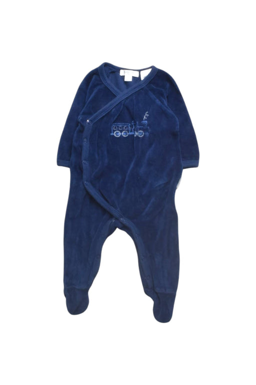 A Navy Onesies from Purebaby in size 0-3M for boy. (Front View)
