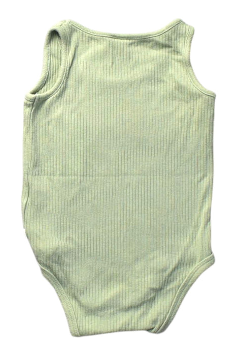 A Green Sleeveless Bodysuits from Mori in size 6-12M for girl. (Back View)