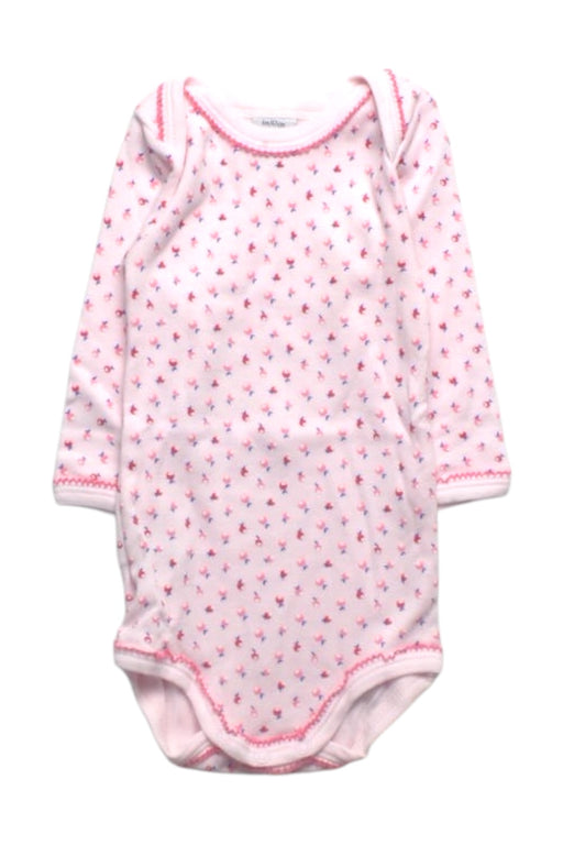 A Pink Long Sleeve Bodysuits from Petit Bateau in size 3-6M for girl. (Front View)